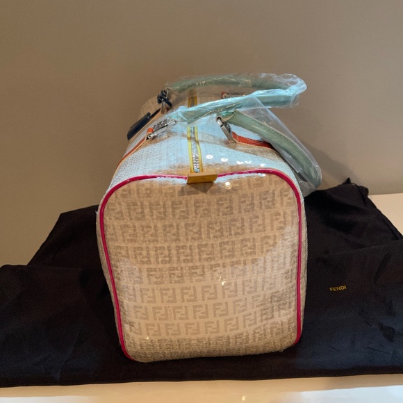 SOLD Fendi Ivory Grey Sequin Multicolour Patent Detail Boston Bag (New) - Picture 6 of 15